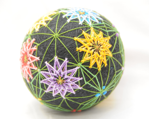 手毬 手鞠 てまり 干支巳 No.7 手毬猫の店 てまり「桜橘」青地 10cm 手まり 手毬 手鞠 四季の飾り物