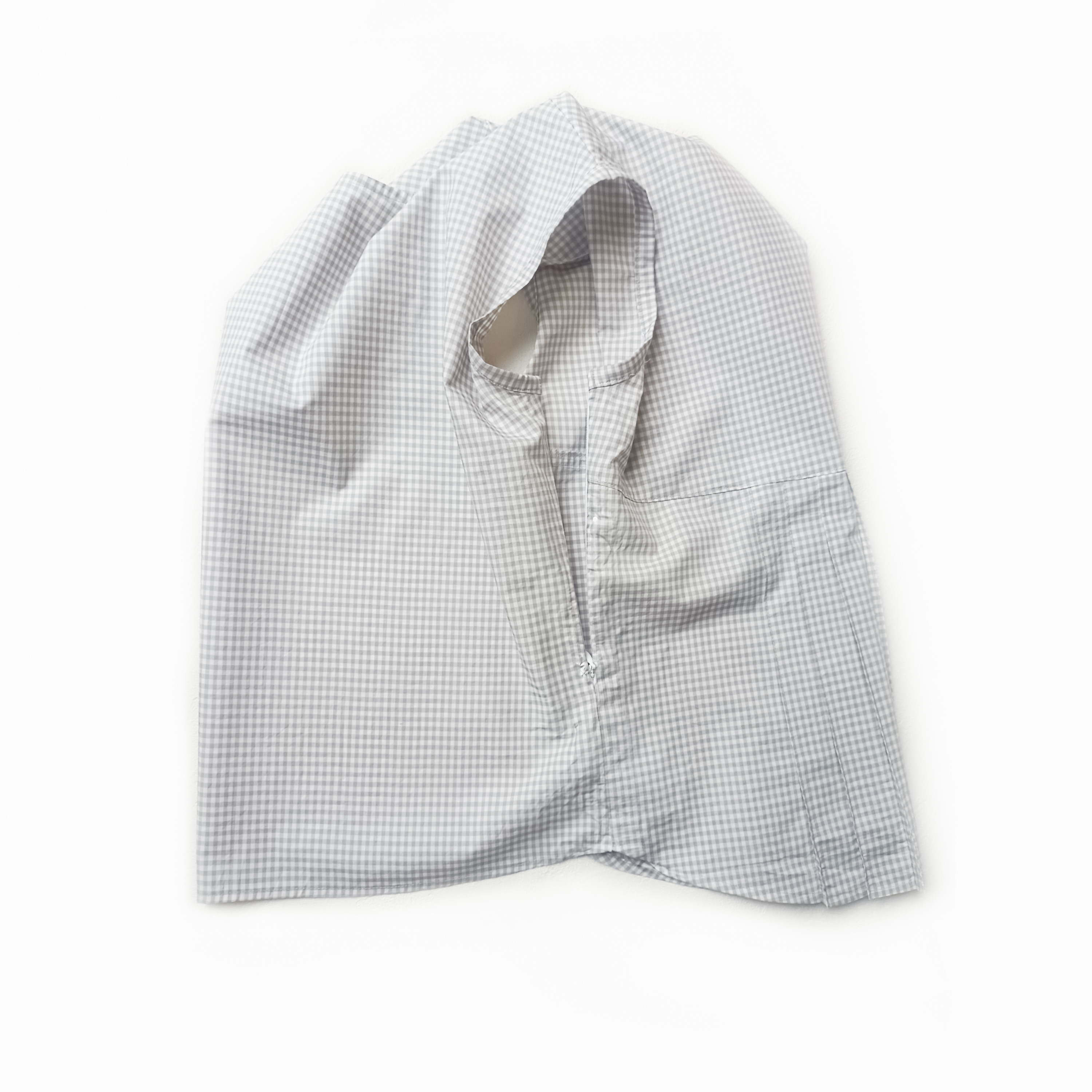ギンガムチェック後ろプリーツトップス[ライトグレー]