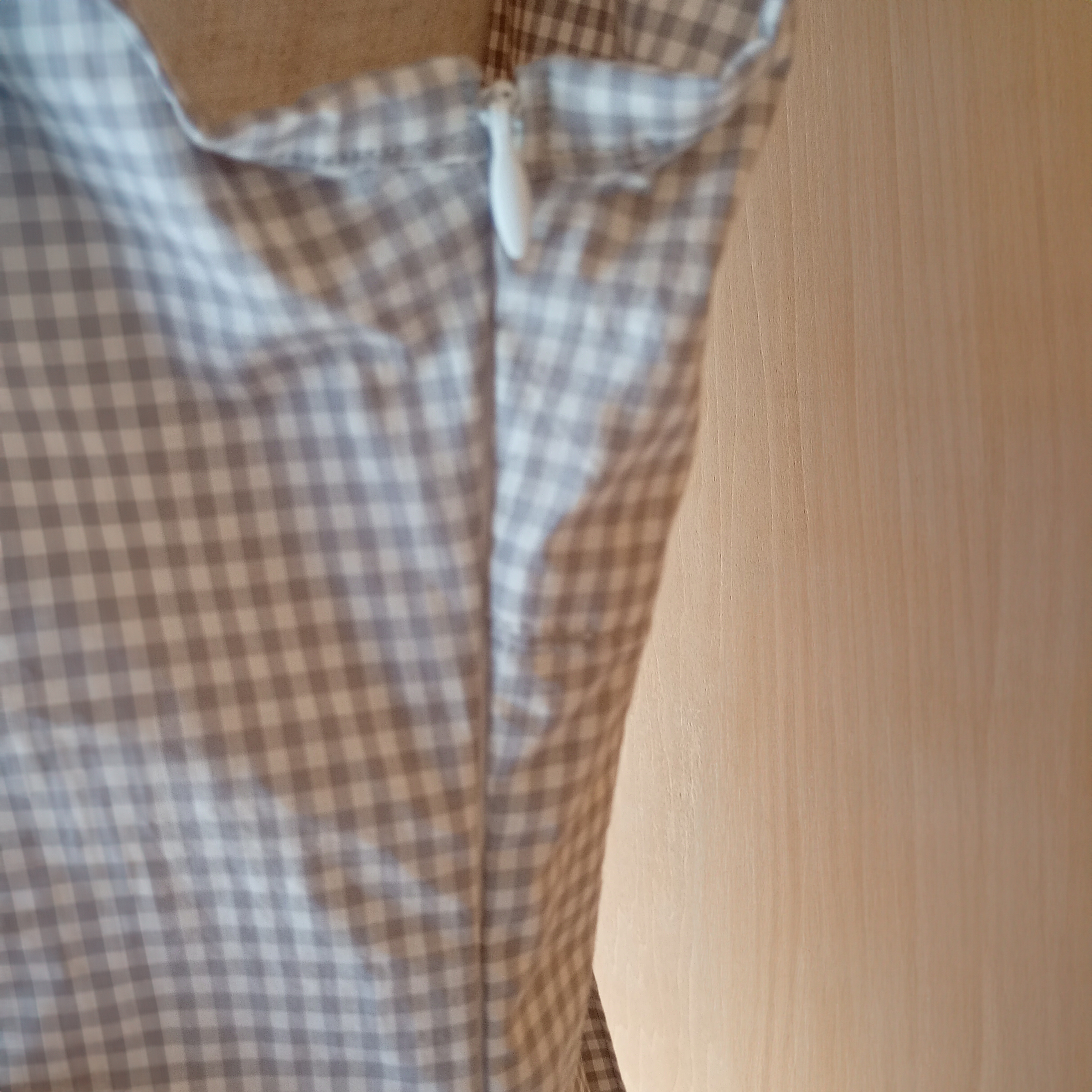 ギンガムチェック後ろプリーツトップス[ライトグレー]