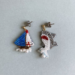 バイオリンのミニブローチ ビーズ刺繍 オートクチュール刺繍