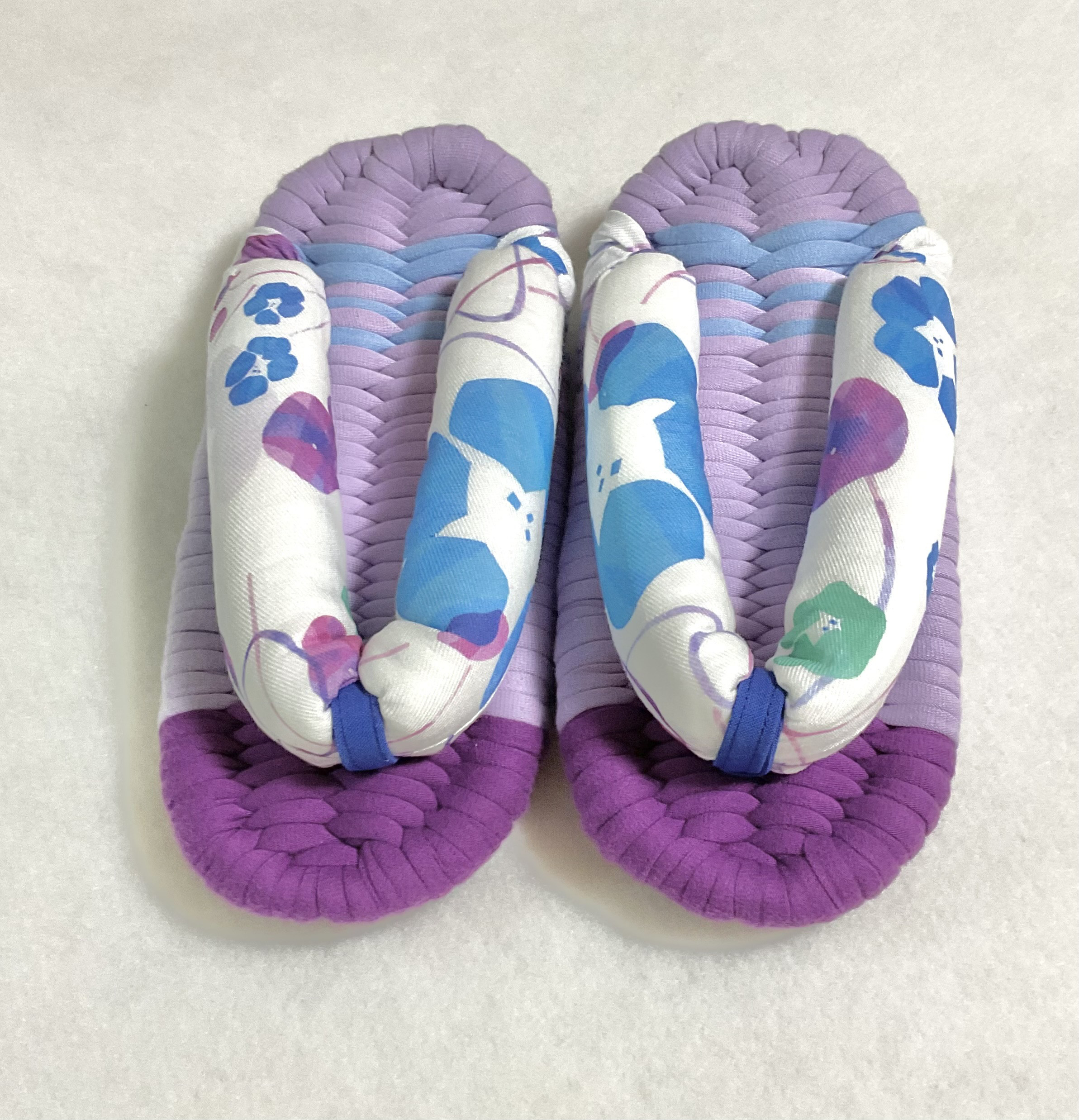 布ぞうり Mサイズ 朝顔 パープル スカイブルー        Ω