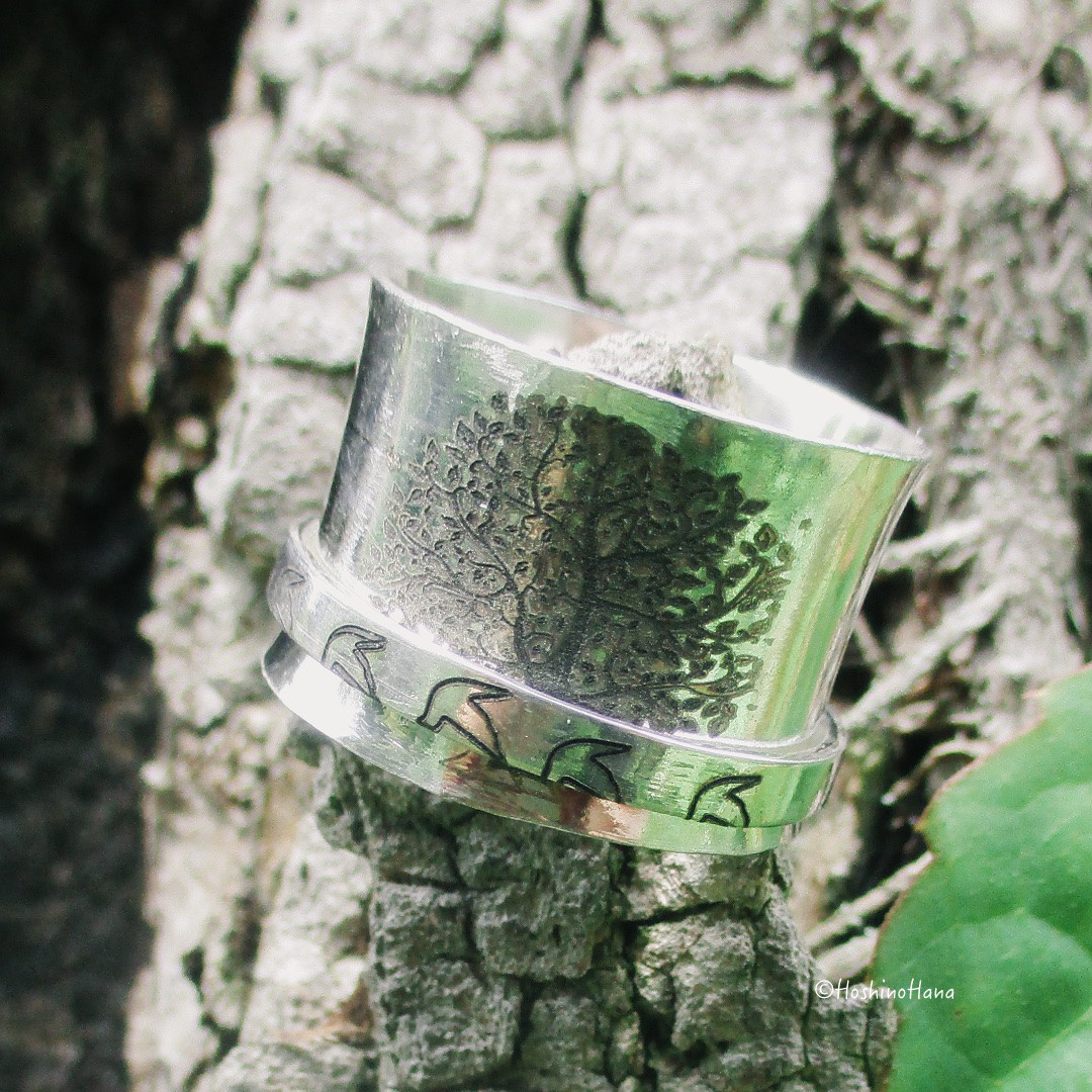 スピナーリング   ＊Tree & Bird＊生命の樹と自由の鳥＊【Sv925】