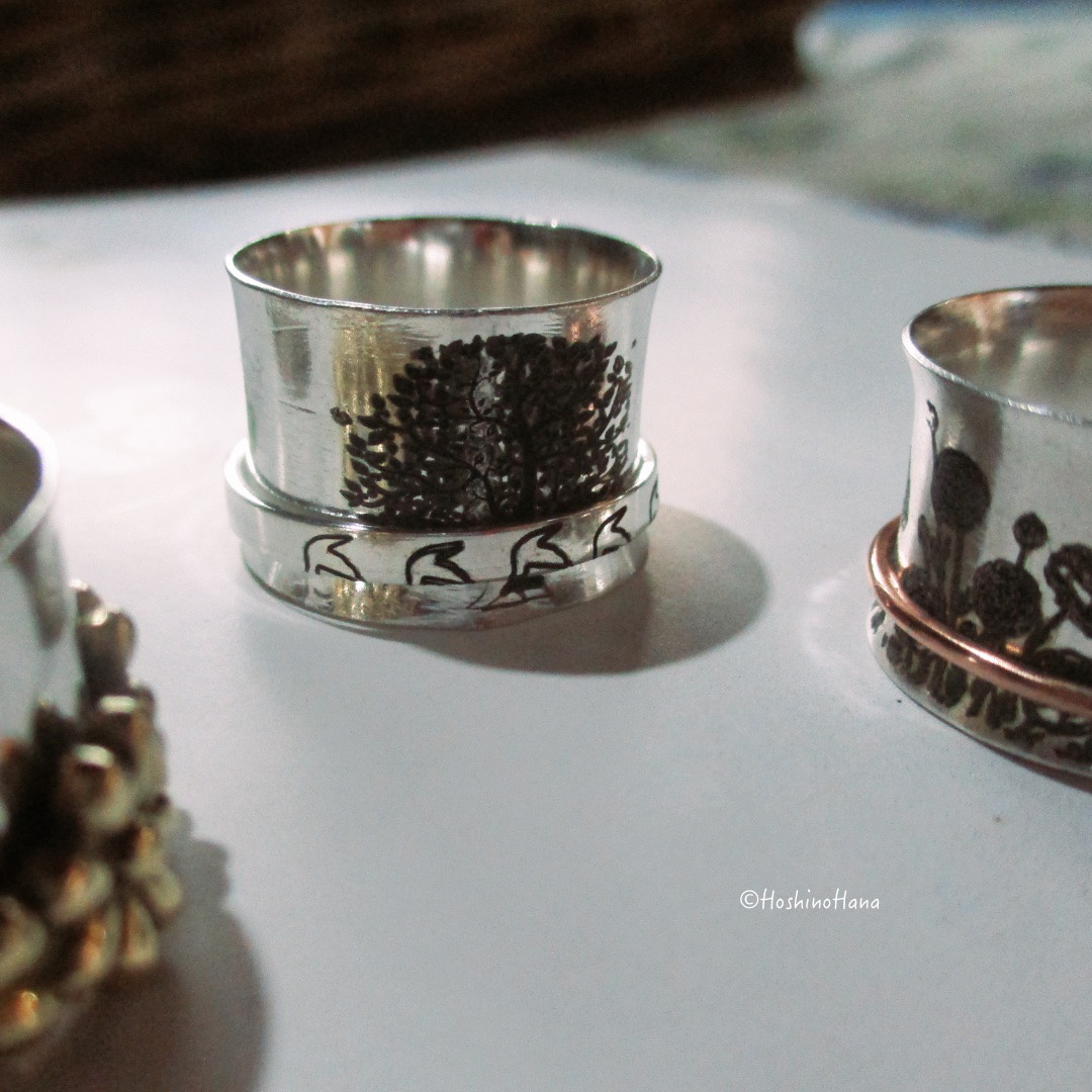 スピナーリング   ＊Tree & Bird＊生命の樹と自由の鳥＊【Sv925】