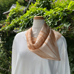 柿渋シワ染めシルクスカーフK24071 スカーフ・バンダナ 布一途