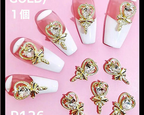 【No.012】ネイルチップ♡ゆめかわ♡ハートネイル♡羽♡リボン No.012】ネイルチップ♡ゆめかわ♡ハートネイル♡羽♡リボン No.012】