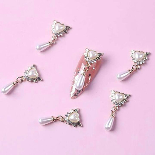 P127《2個》ネイルパーツ ゴールド ハート 揺れるパーツ パール 量産型