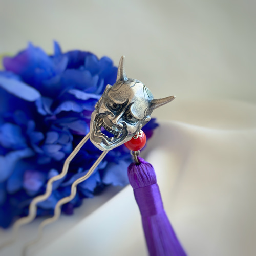 般若の面 & 赤珊瑚かんざし.:*・゜ かんざし ciel 通販 17897265