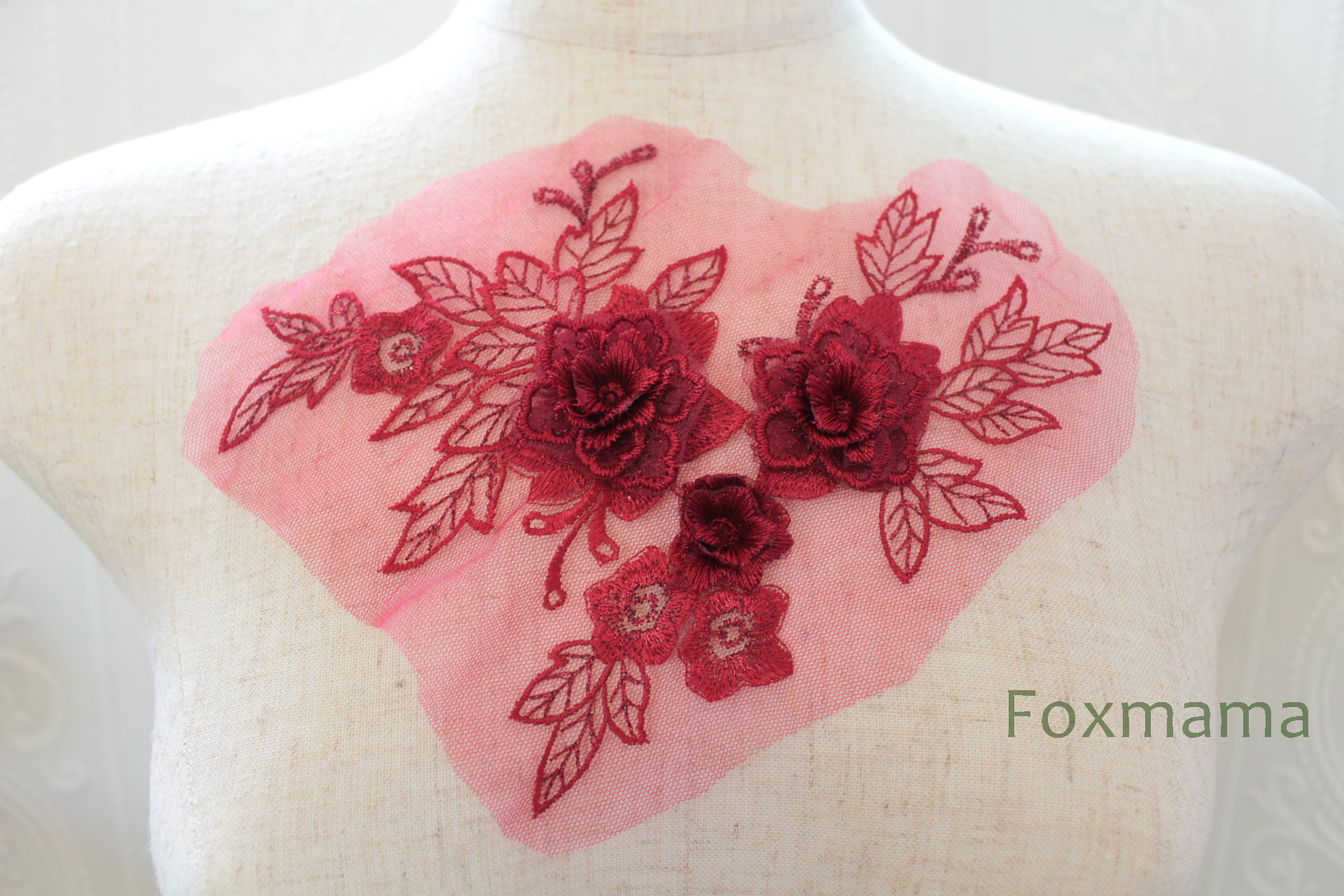 HIROKO BIS赤い花柄刺繍七分袖アンサンブル