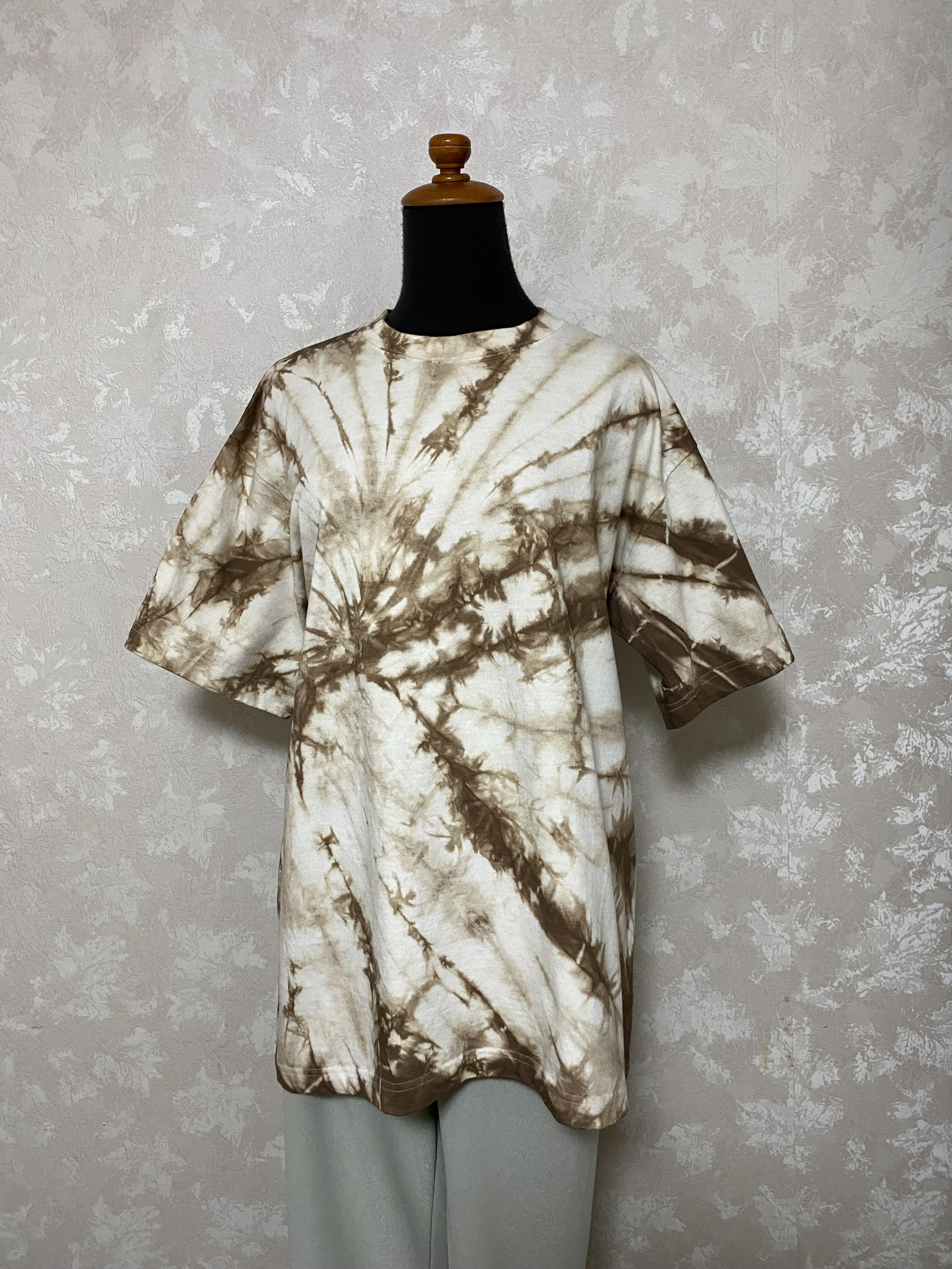 96柿渋染めのTシャツ(絞り染め)