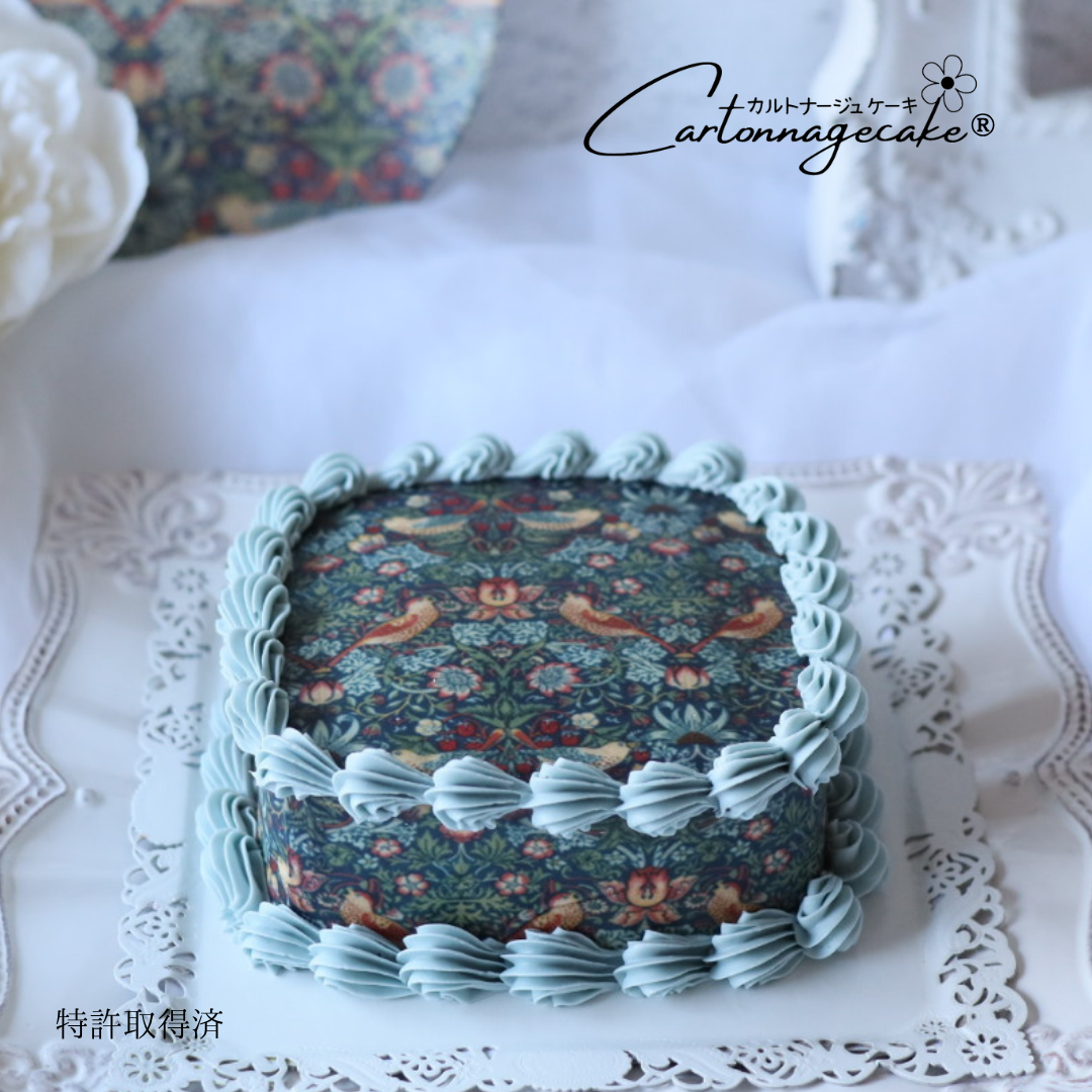 文字入れ可能　5号　カルトナージュケーキ Birdスクエア型