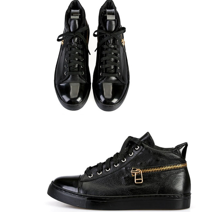 美品　MSGM ハイカットレザースニーカー 黒 39 スケッチャーズ スニーカー メンズ ミッドカット ハイカット