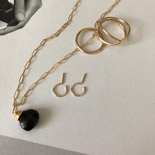 080D♠【洗練と美】フープピアス　ブラックストーン　CZ　S925　ゴールド 通販でクリスマス 楽天市場】ブラックダイヤ 純金ピアス（片耳用