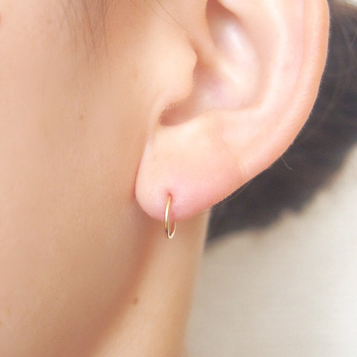 MAYU フープキャッチピアス　シルバー　美品 silver925】7㎜ 極小シンプル キャッチレスミニフープピアス
