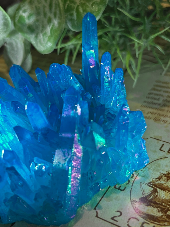 七色の夢✨　オーラ水晶　クリスタル　クラスター　原石 