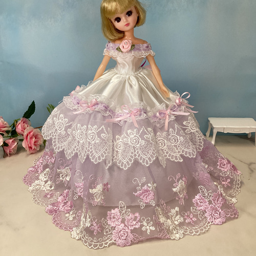 リカちゃん ドール 薔薇ドレス 薔薇とリボンのフンワリドレス〜 リカちゃん用着せ替えドレス