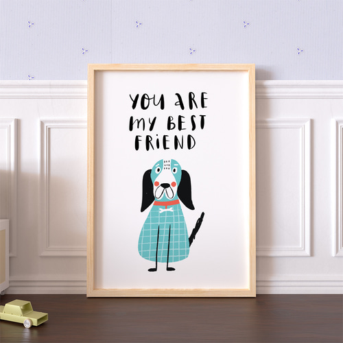 子供向けアートポスター ベストフレンド犬 スカンジナビアデザイン