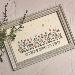 木の上のお花畑【額なし】直筆 手書き 一点物 秋の七草を描く❣️Seven flowers of autumn】ほのぼの一筆画75