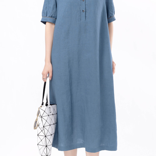 レディース天然素材リネン亜麻ワンピースN8868 ワンピース olive
