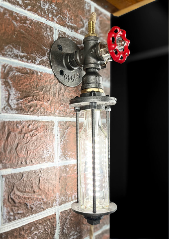 スチームパンク ボトルライト 電気工事不要で簡単取り付け