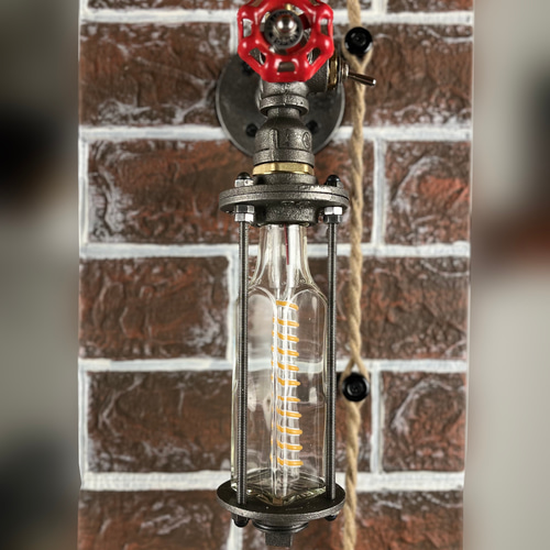 スチームパンク ボトルライト 電気工事不要で簡単取り付け