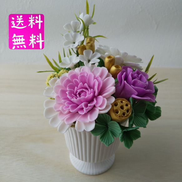 ハンドメイド　クレイフラワー　アレンジメント クレイフラワー♡ロココ調フラワーアレンジメント♡ハンドメイド