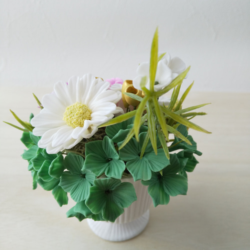 粘土のお供え 樹脂粘土の菊のパープルピンク系ミニ仏花フラワー
