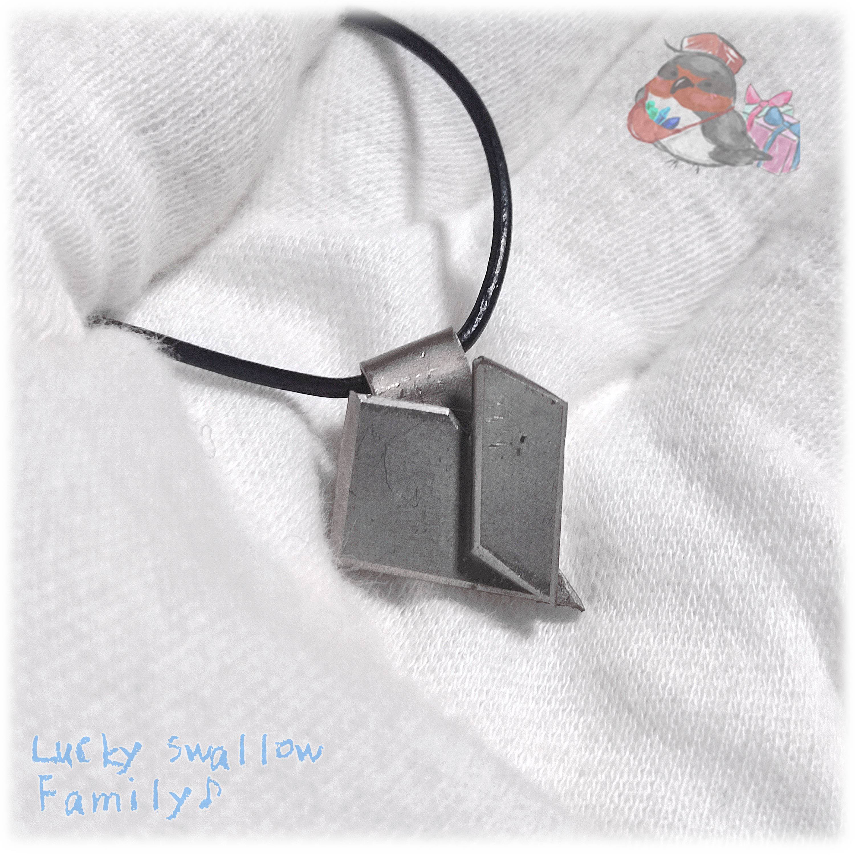 ◆ 限定品 ” 歪なメタルハート ” 純チタン 黒牛革紐 ネックレス ロング スライド調節可能 最大95cm 6211