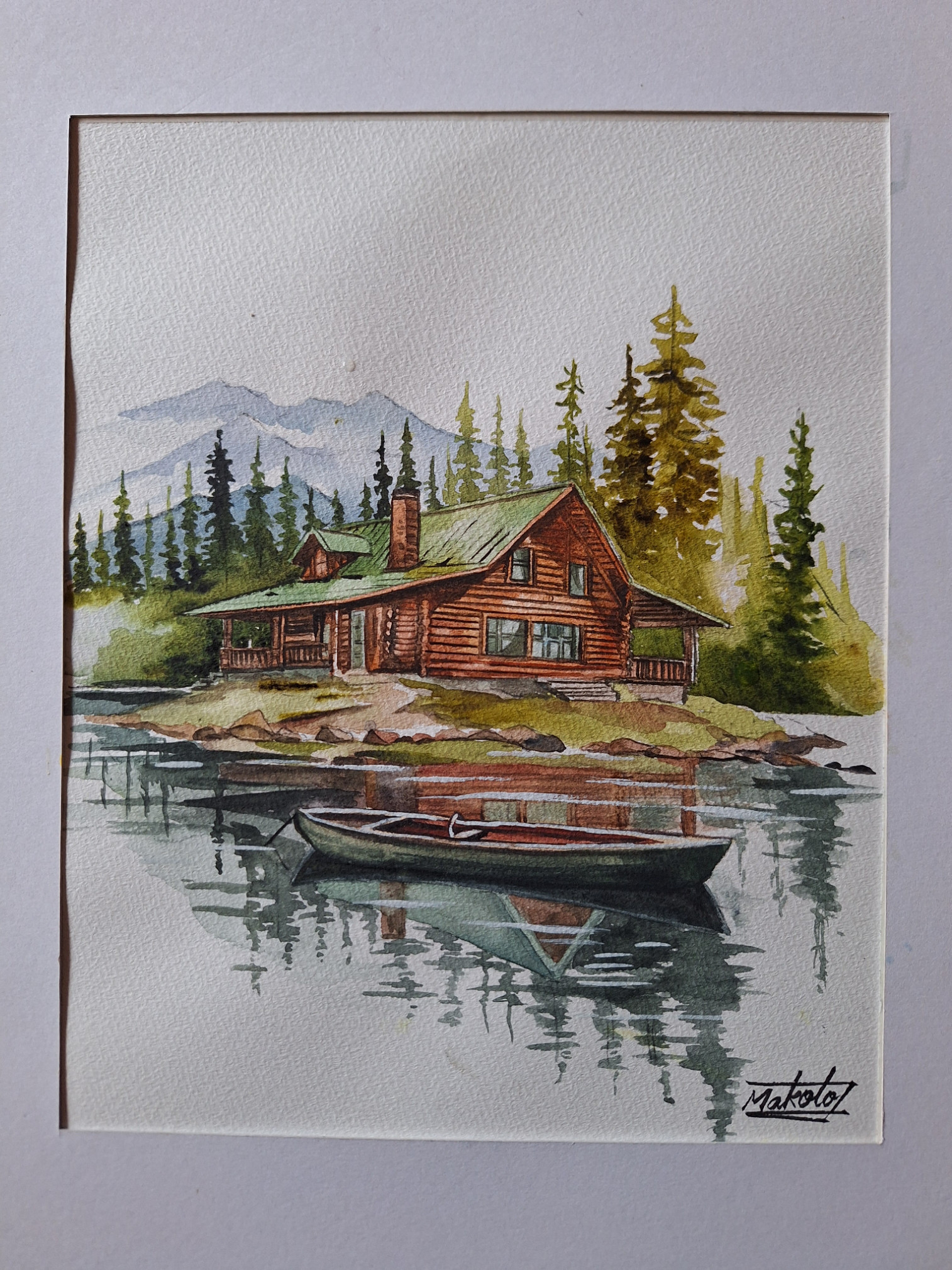 y*e様 風景画 水彩画 山と小屋 y*e様 風景画 水彩画 山と小屋 y*e様 風景画