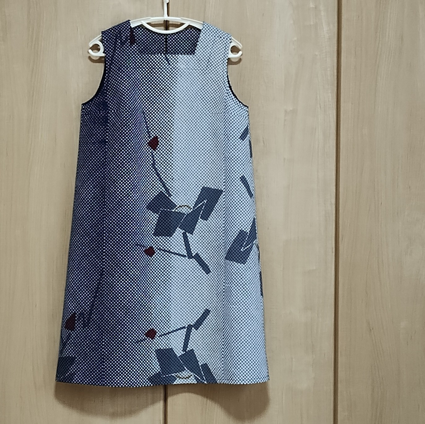 20%off     浴衣リメイク　チュニックワンピース　変わり格子に梅 　9号 4,992円