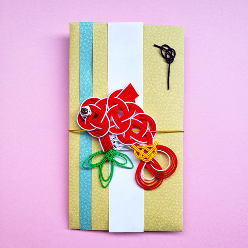 水引の御祝儀袋めで鯛（黄×グリーン） ご祝儀袋・袱紗（ふくさ