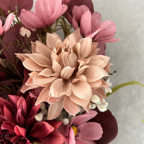 アーティフィシャルフラワーブーケ ダリアと秋桜のアーティフィシャルフラワーブーケ ブーケ violaflower