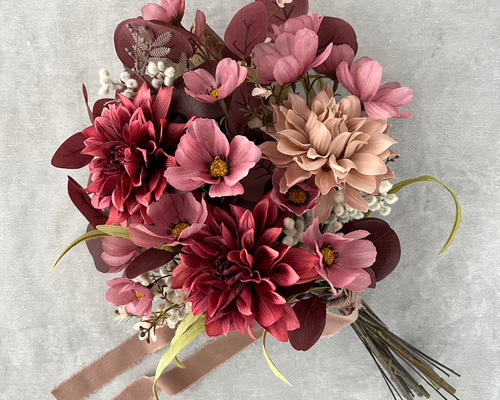 正規激安 秋桜とダリアの花束アメリカンフラワー（ディップ