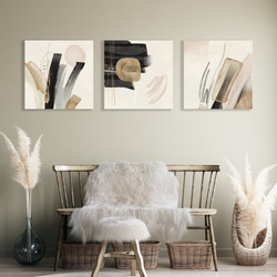 正方形キャンバスパネル 抽象画 nuance japandi 3枚セット 北欧