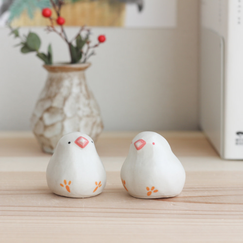 【お気にいる】 陶土の白文鳥（赤目 / 黒目） 置物 その他インテリア雑貨 陶ノ鳥 置物