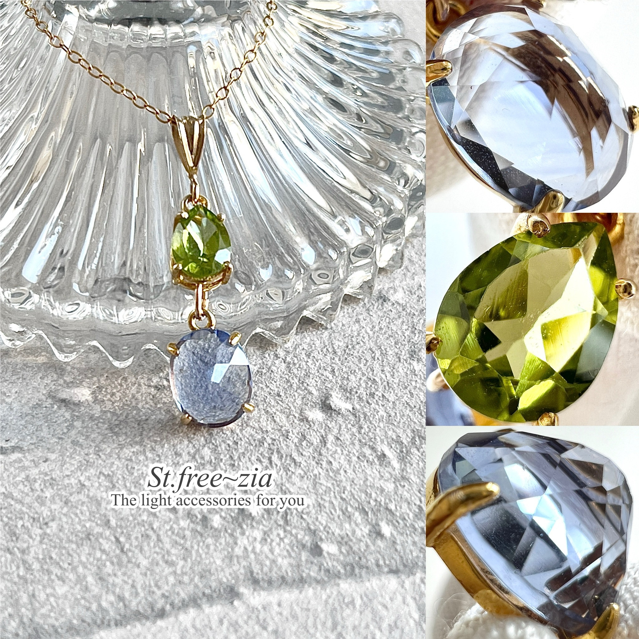 宝石質フローライトAAA＆宝石質ペリドットAAA-☆コンビネックレス☆天然石ネックレス