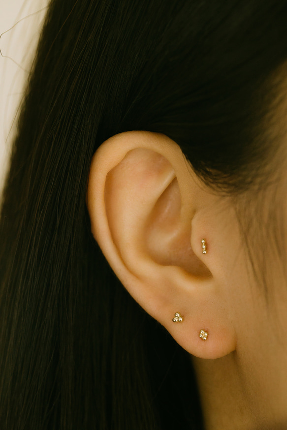 18K 14K ゴールド ミニボール ヘリックス 軟骨 アンチトラガス インナーコンク イヤリング バーベル ピアス 18枚目の画像