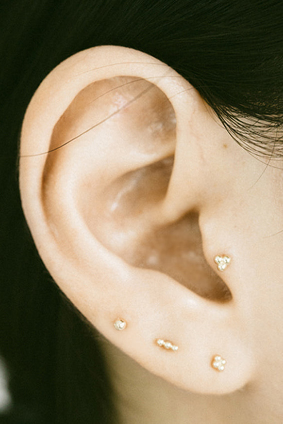 18K 14K ゴールド ミニボール ヘリックス 軟骨 アンチトラガス インナーコンク イヤリング バーベル ピアス 19枚目の画像