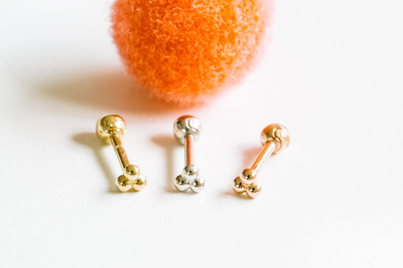 18K 14K ゴールド ミニボール ヘリックス 軟骨 アンチトラガス インナーコンク イヤリング バーベル ピアス 7枚目の画像