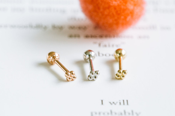 18K 14K ゴールド ミニボール ヘリックス 軟骨 アンチトラガス インナーコンク イヤリング バーベル ピアス 5枚目の画像