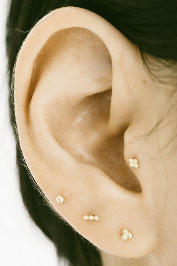 18K 14K ゴールド ミニボール ヘリックス 軟骨 アンチトラガス インナーコンク イヤリング バーベル ピアス 20枚目の画像