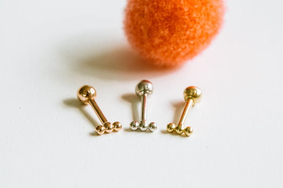 18K 14K ゴールド ミニボール ヘリックス 軟骨 アンチトラガス インナーコンク イヤリング バーベル ピアス 3枚目の画像