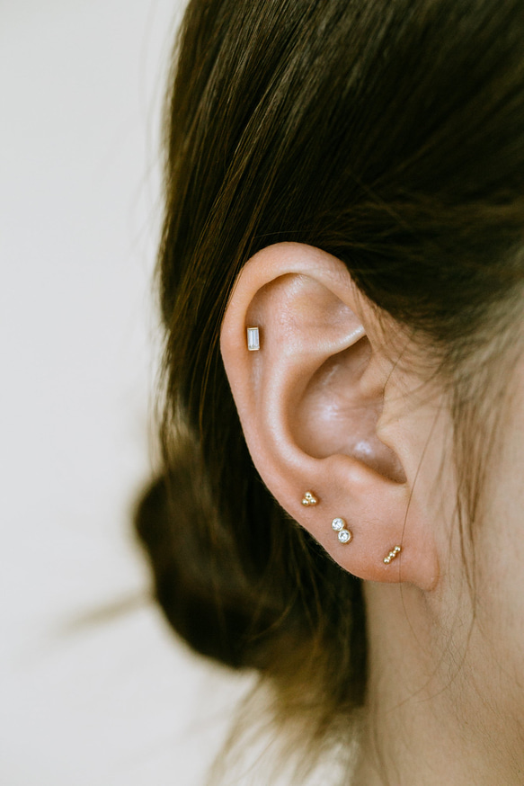 18K 14K ゴールド ミニボール ヘリックス 軟骨 アンチトラガス インナーコンク イヤリング バーベル ピアス 9枚目の画像