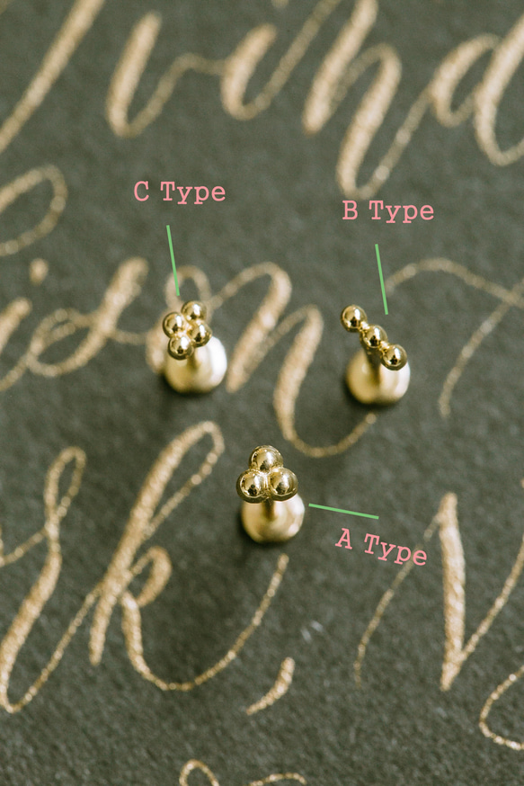 18K 14K ゴールド ミニボール ヘリックス 軟骨 アンチトラガス インナーコンク イヤリング バーベル ピアス 2枚目の画像