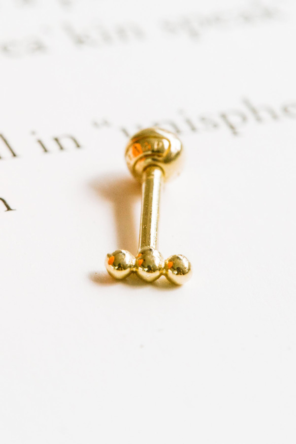 18K 14K ゴールド ミニボール ヘリックス 軟骨 アンチトラガス インナーコンク イヤリング バーベル ピアス 8枚目の画像