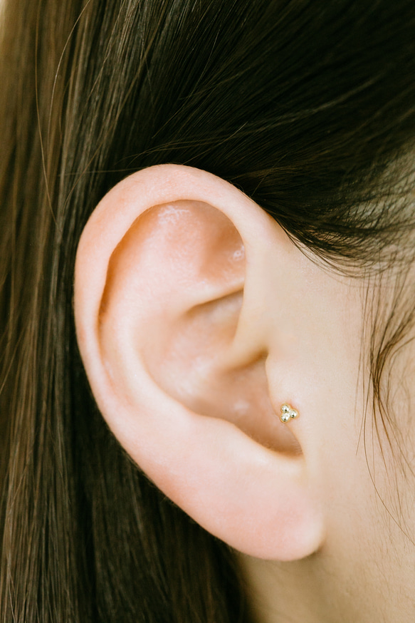 18K 14K ゴールド ミニボール ヘリックス 軟骨 アンチトラガス インナーコンク イヤリング バーベル ピアス 14枚目の画像