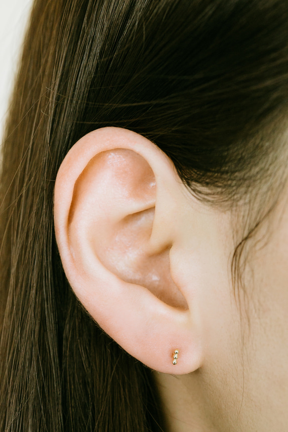 18K 14K ゴールド ミニボール ヘリックス 軟骨 アンチトラガス インナーコンク イヤリング バーベル ピアス 11枚目の画像