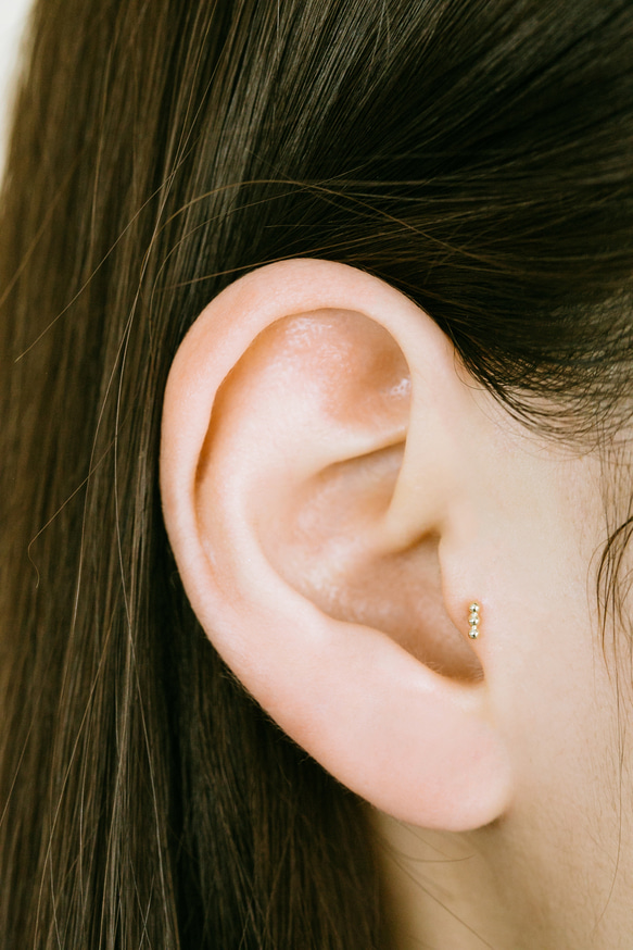 18K 14K ゴールド ミニボール ヘリックス 軟骨 アンチトラガス インナーコンク イヤリング バーベル ピアス 10枚目の画像