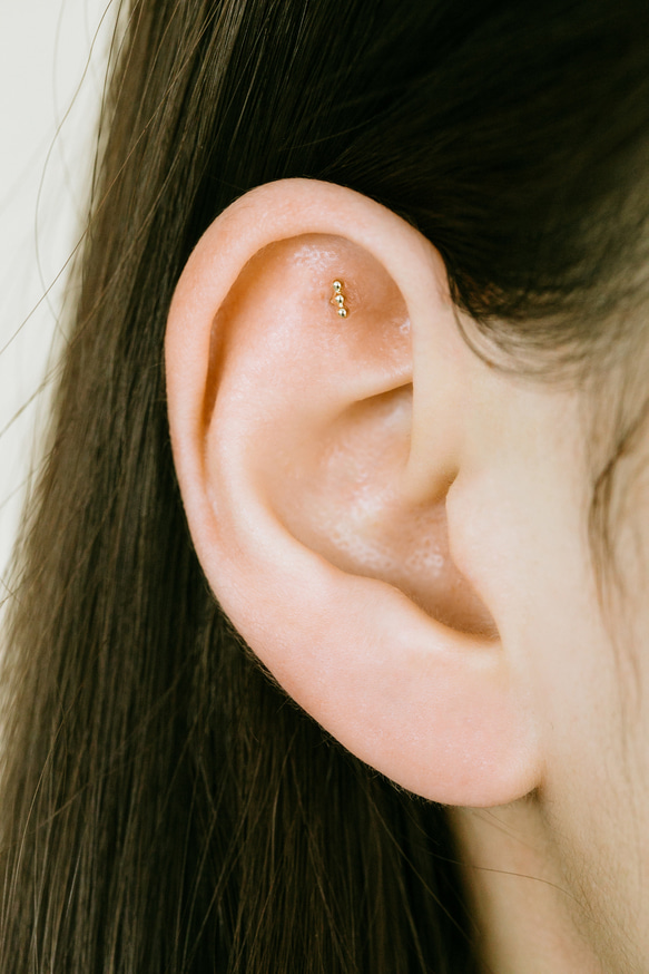 18K 14K ゴールド ミニボール ヘリックス 軟骨 アンチトラガス インナーコンク イヤリング バーベル ピアス 13枚目の画像