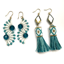 再販5♡【creema限定 夏の福袋】ターコイズ　ピアス 【2点set】 3枚目の画像