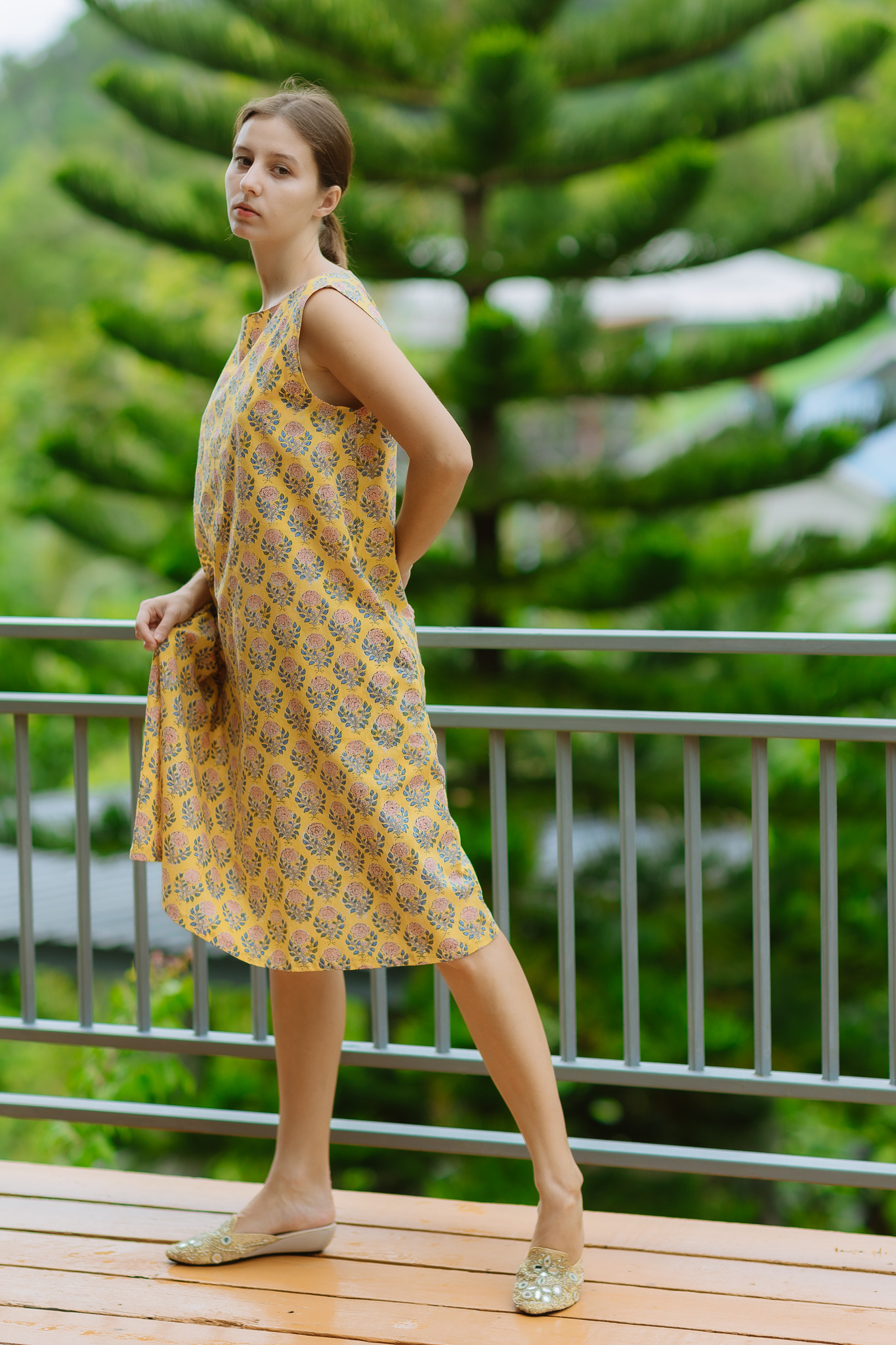 Aラインワンピース（ハンドブロックプリント） ワンピース Jonno 通販